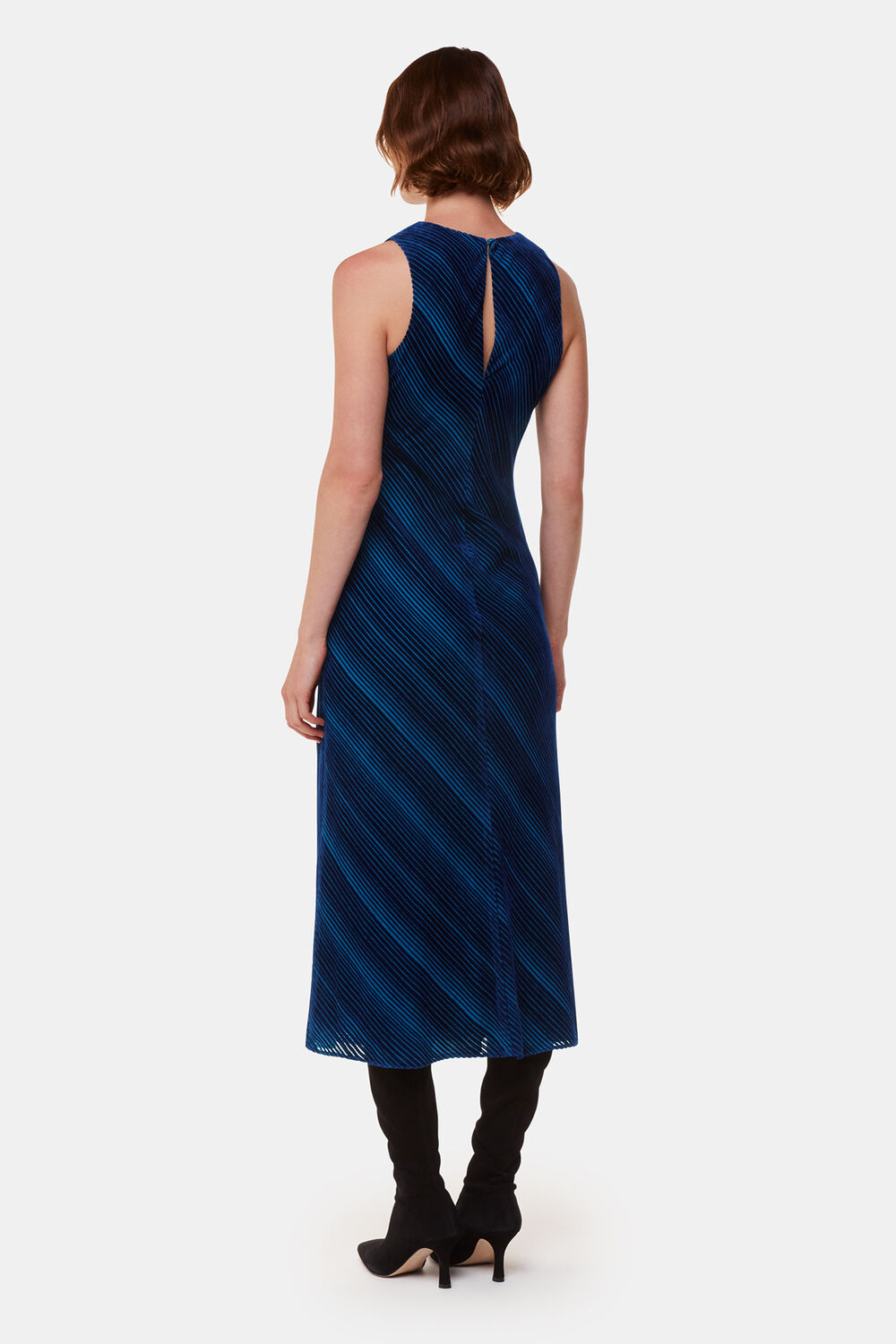 Devore Stripe Velvet Dress
