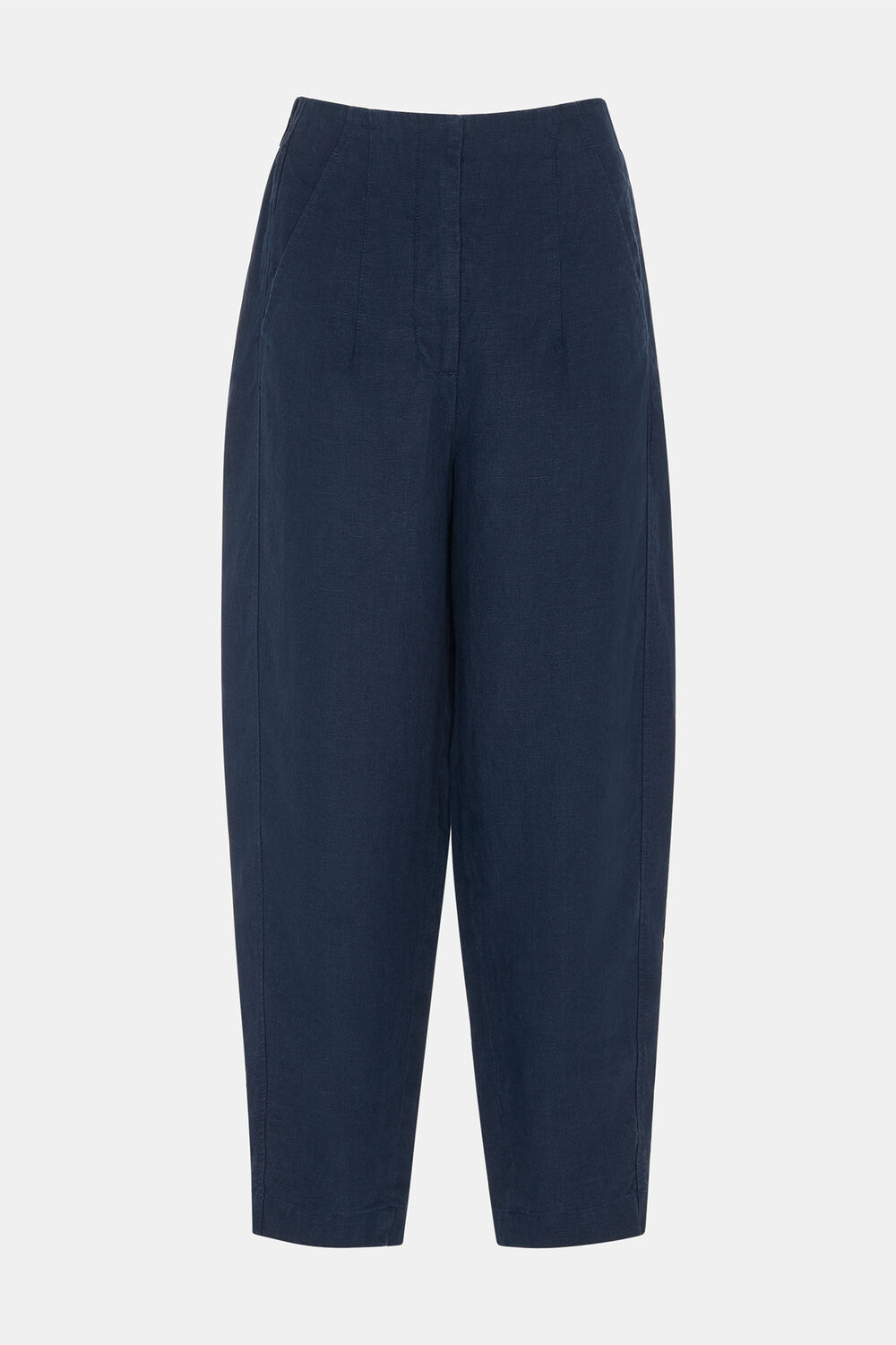 Navy Linen Barrel Trouser