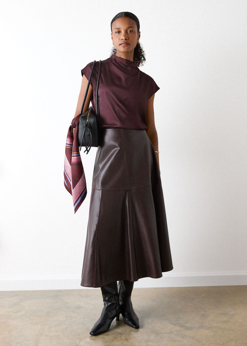 Cowl Neck Satin Sleeveless Top