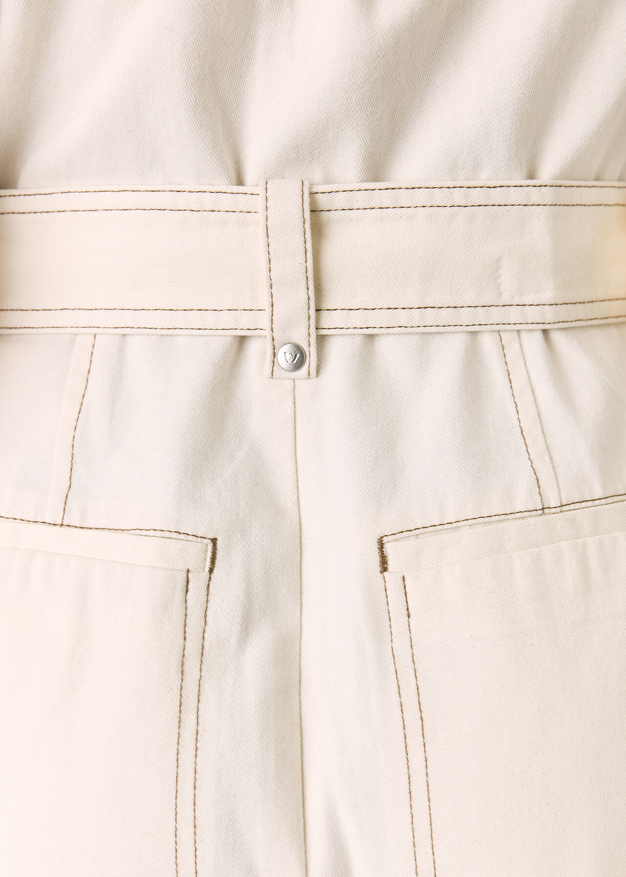 Petite Denim Pintuck Belted Jumpsuit
