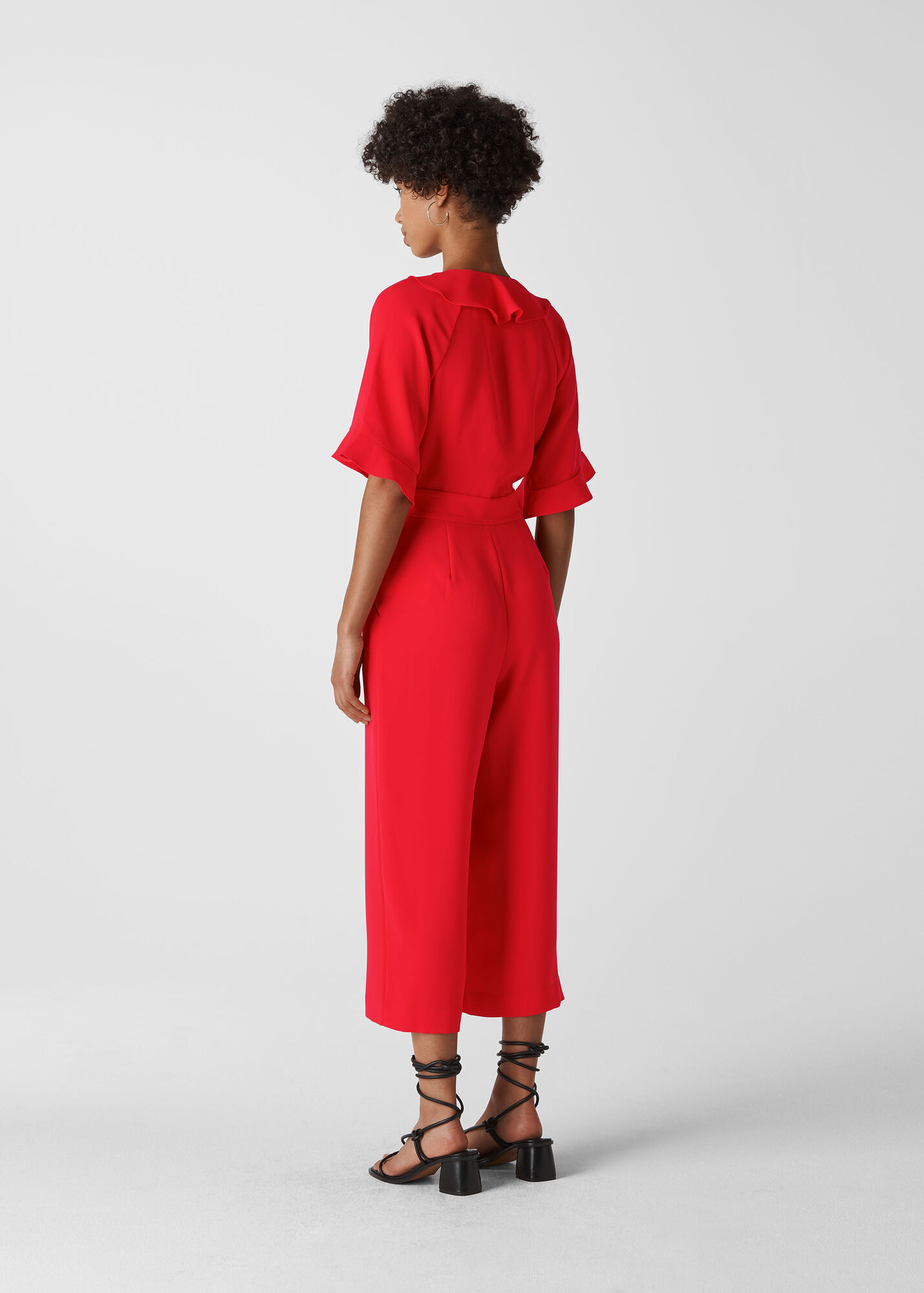 Red Alma Frill Jumpsuit WHISTLES
