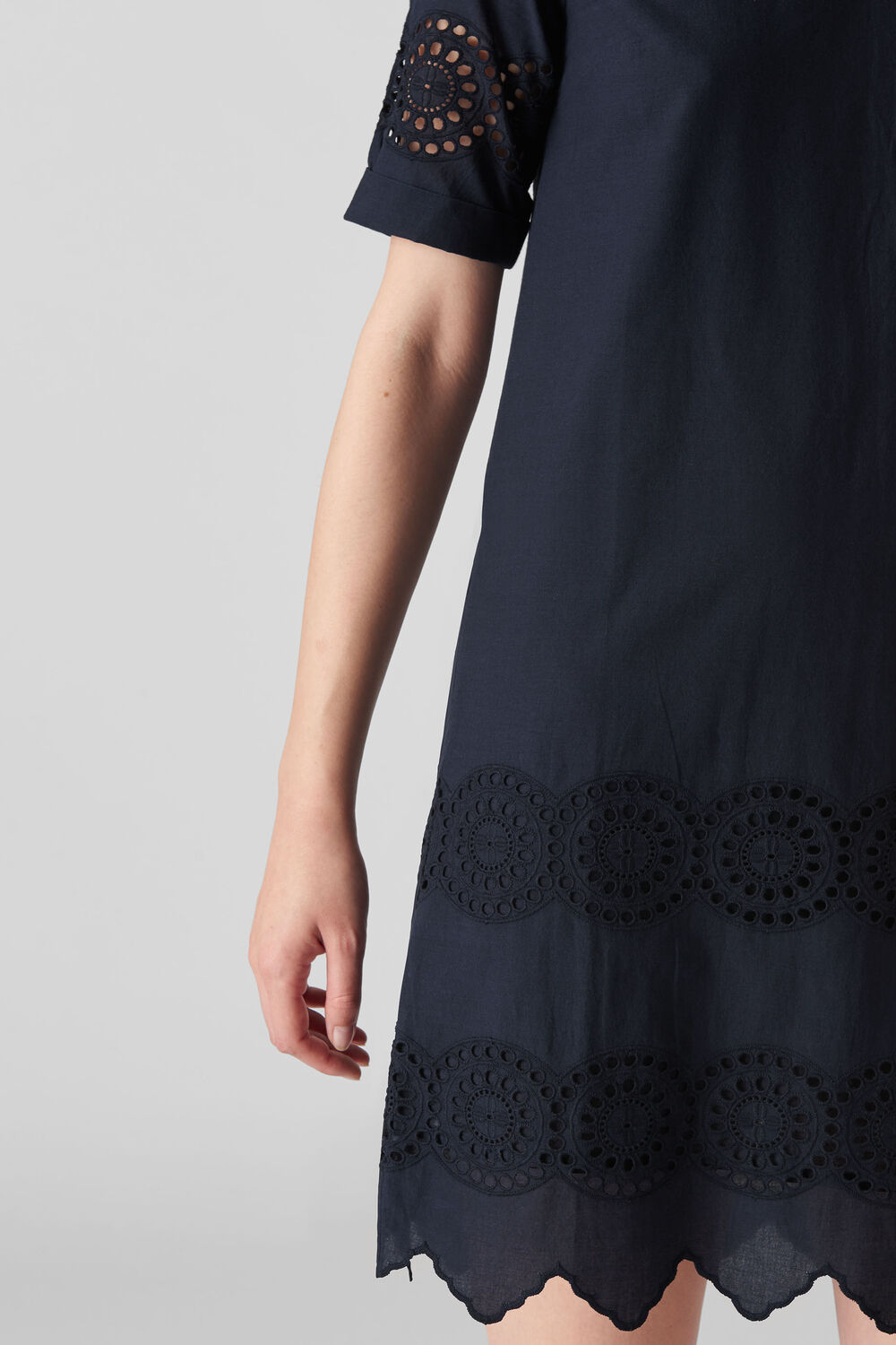 Broderie Shirt Dress Navy