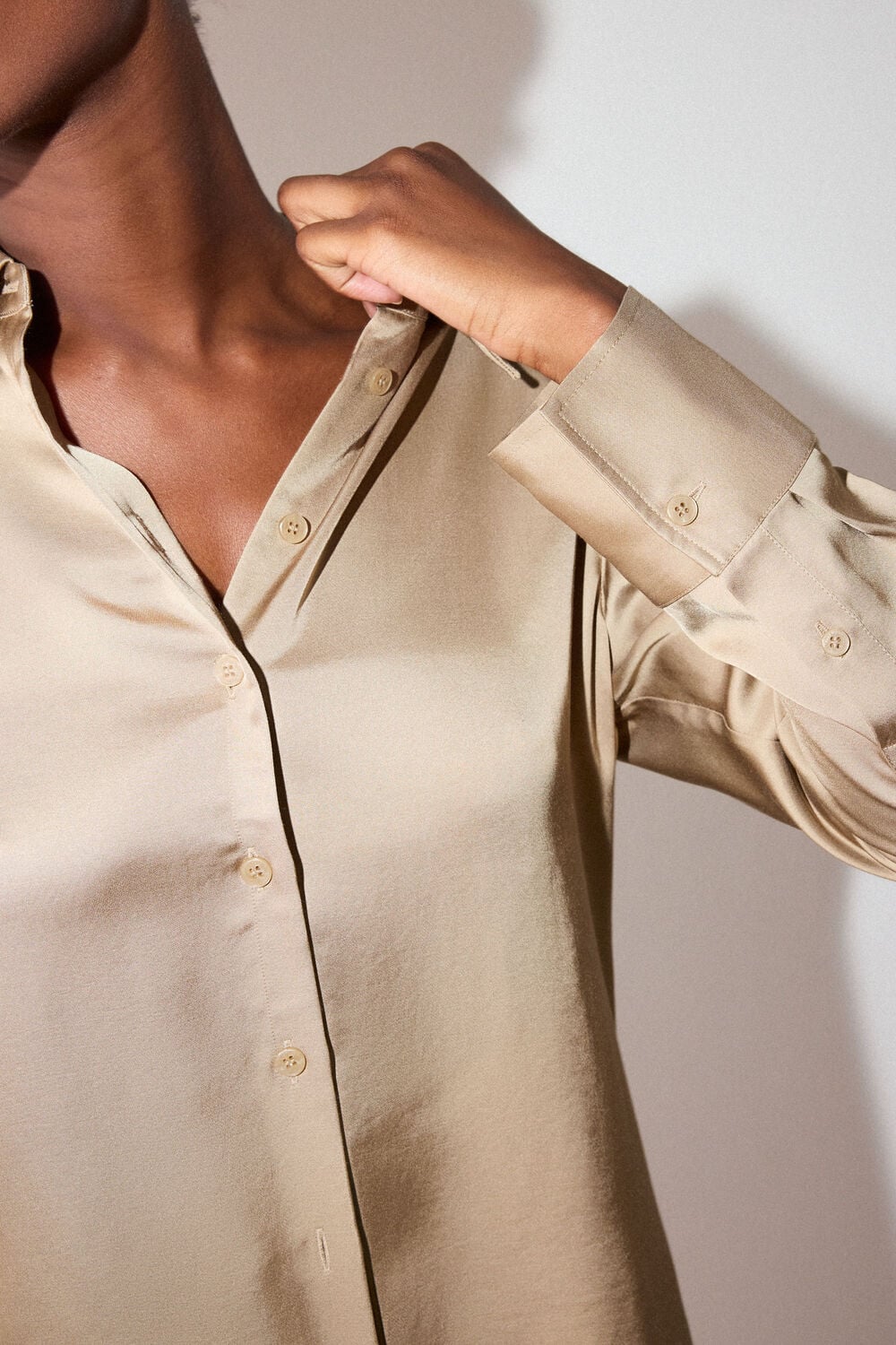 Gold Metallic Satin Viscose Shirt