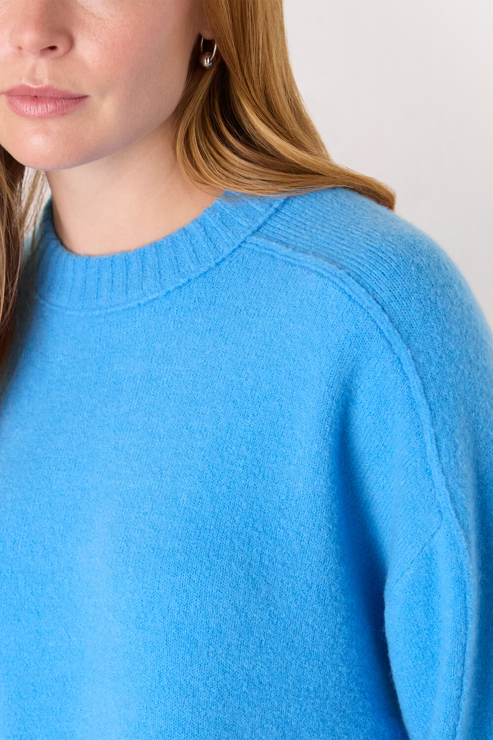 Blue Wool Mix Seam Detail Knit