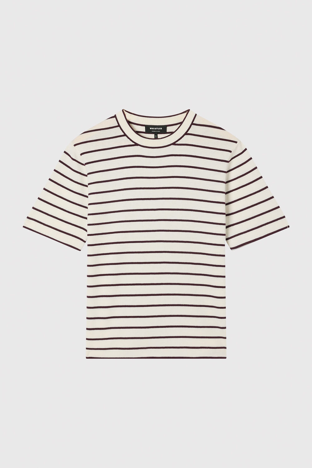 Burgundy Fine Knit Stripe T-Shirt