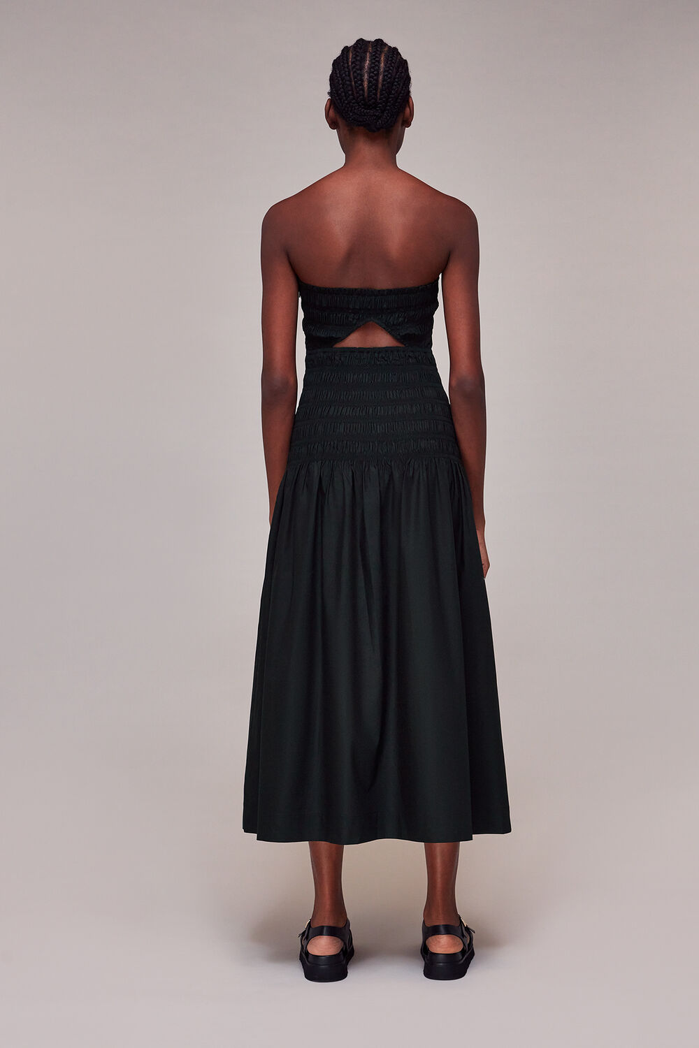 Shirred Bandeau Poplin Dress