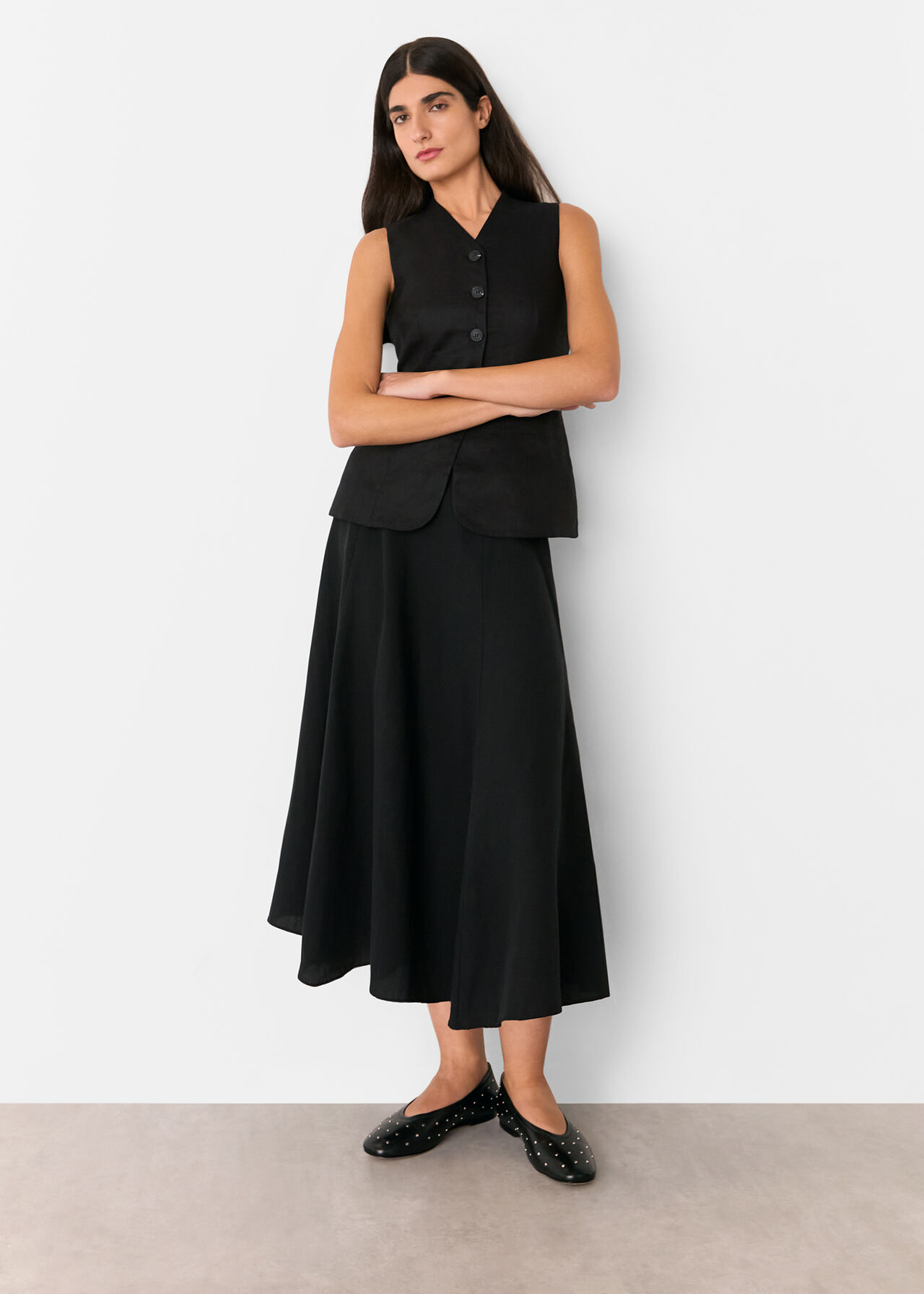 Black Molly Linen Waistcoat Coord