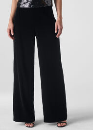 Velvet Wide Leg Trouser Black