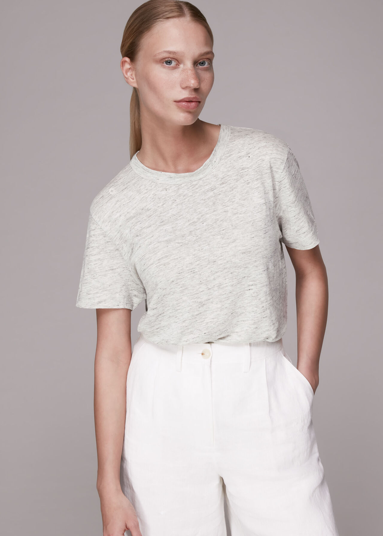 Grey Ultimate Linen Top | WHISTLES