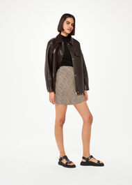 Dashed Leopard Mini Bias Skirt