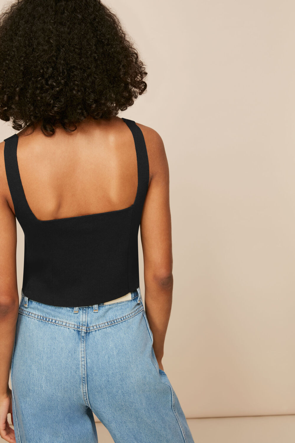 Square Neck Knit Crop Top