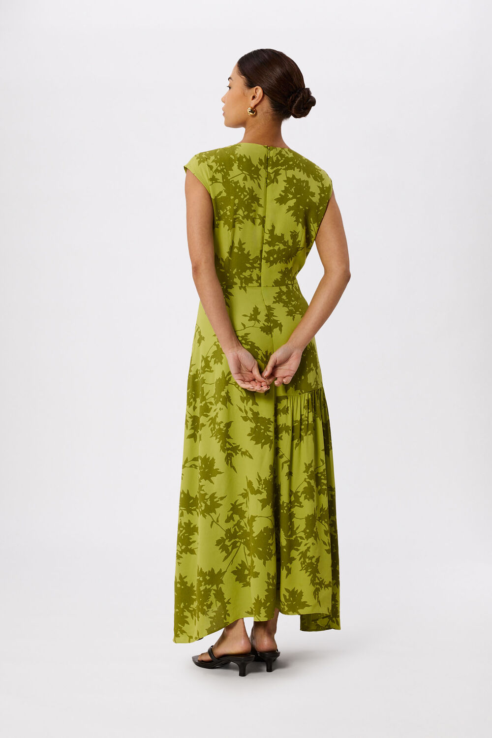 Green Petite Floral Asymmetric Dress