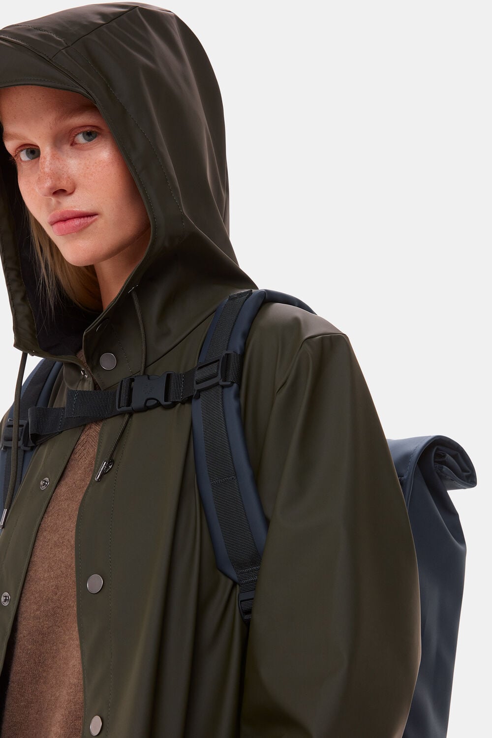 Navy Rains Rolltop Back Pack