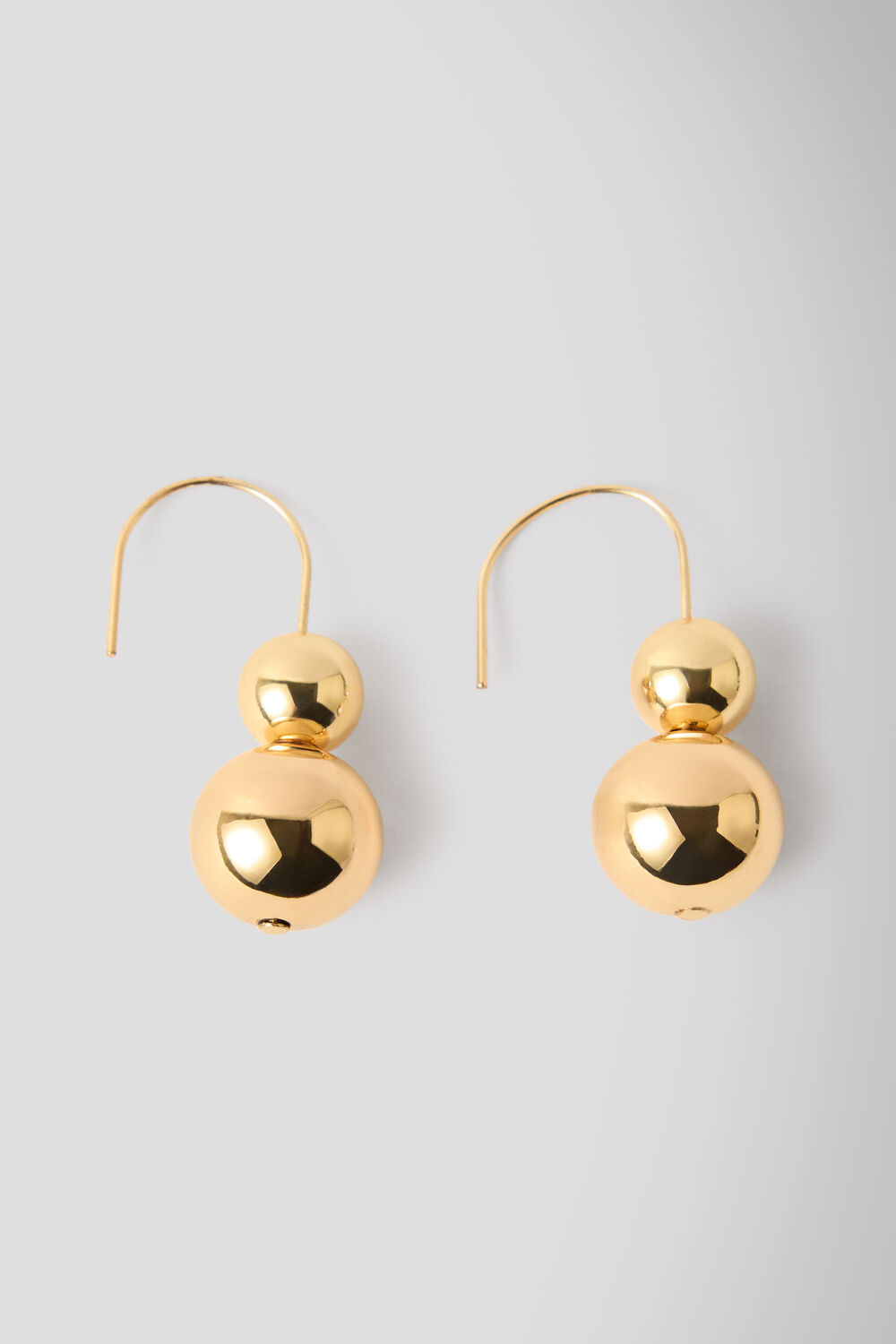Gold Double Sphere Wire Earring