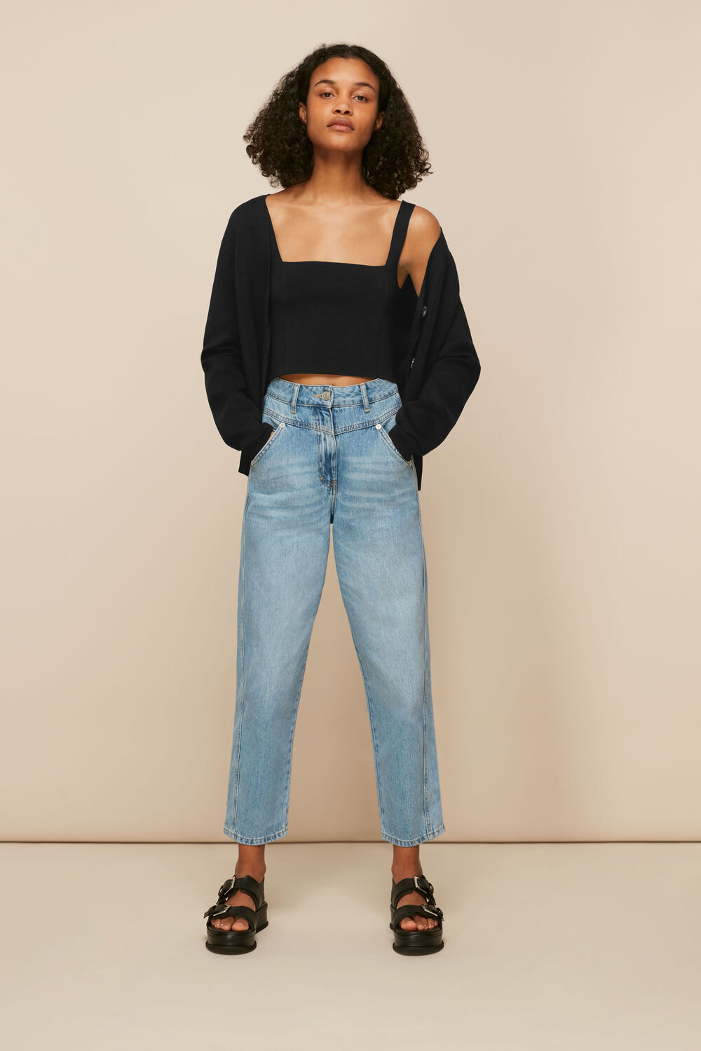 Square Neck Knit Crop Top