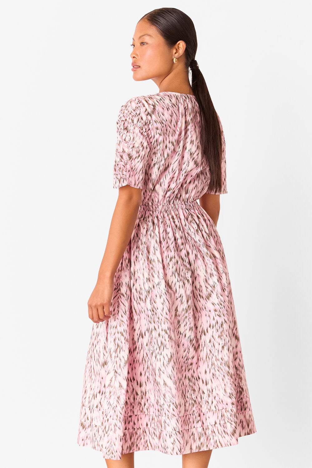 Petite Leopard Cotton Midi Dress