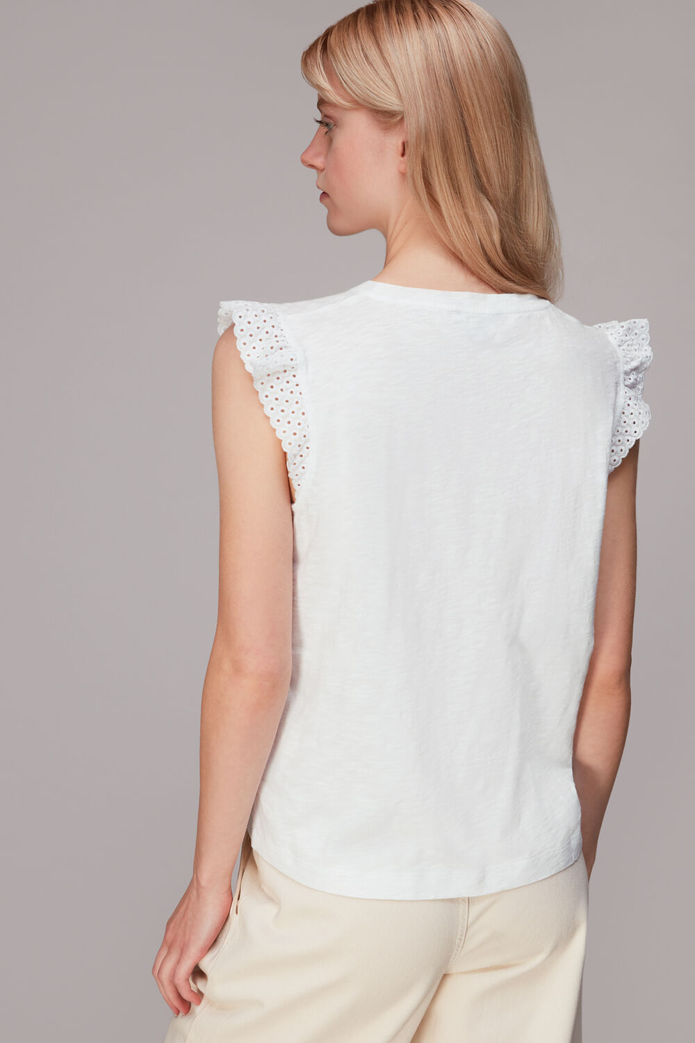 Broderie Frill Sleeve Tee