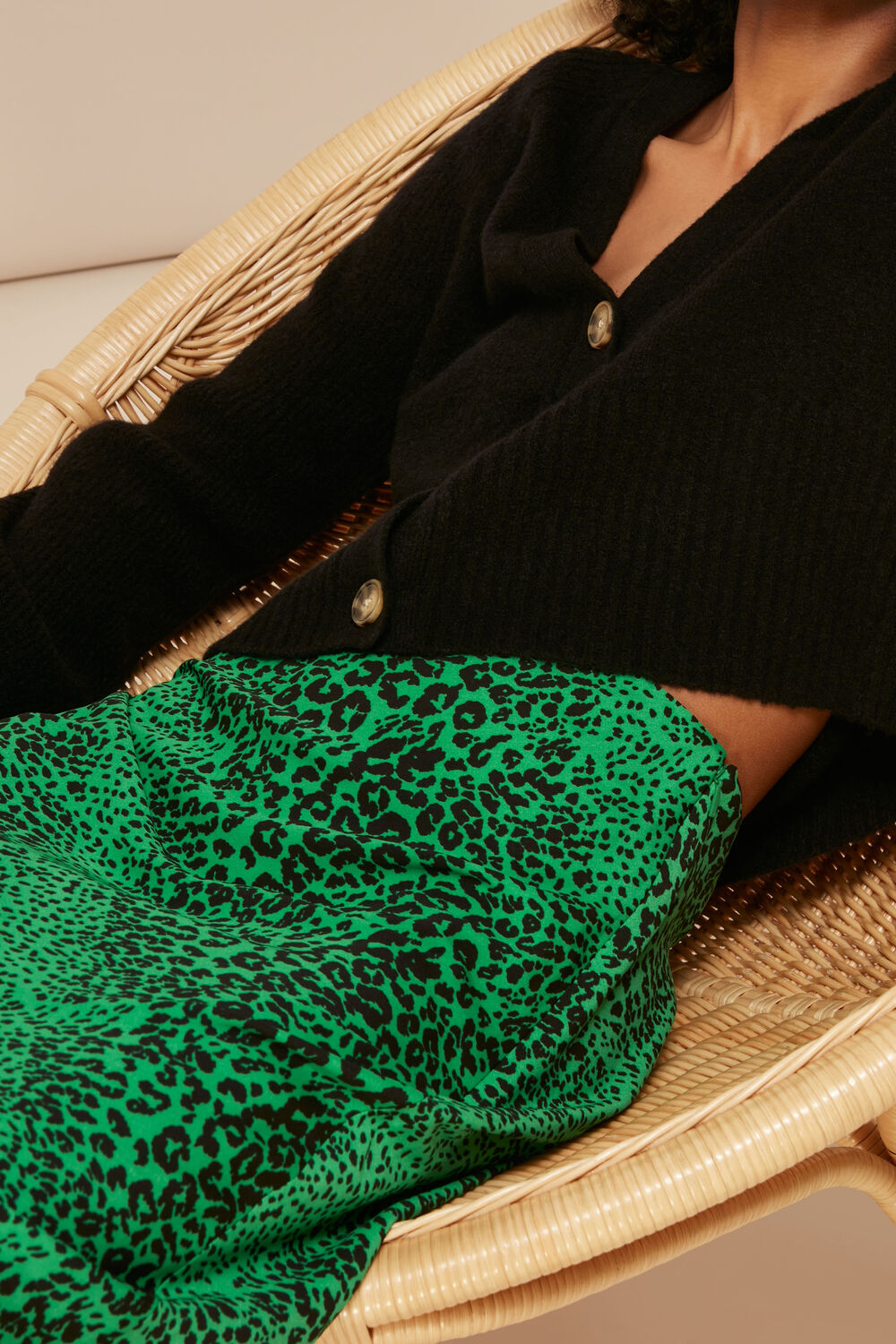 Speckled Animal Bias Cut Skirt