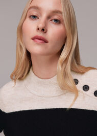 Stripe Button Neck Jumper