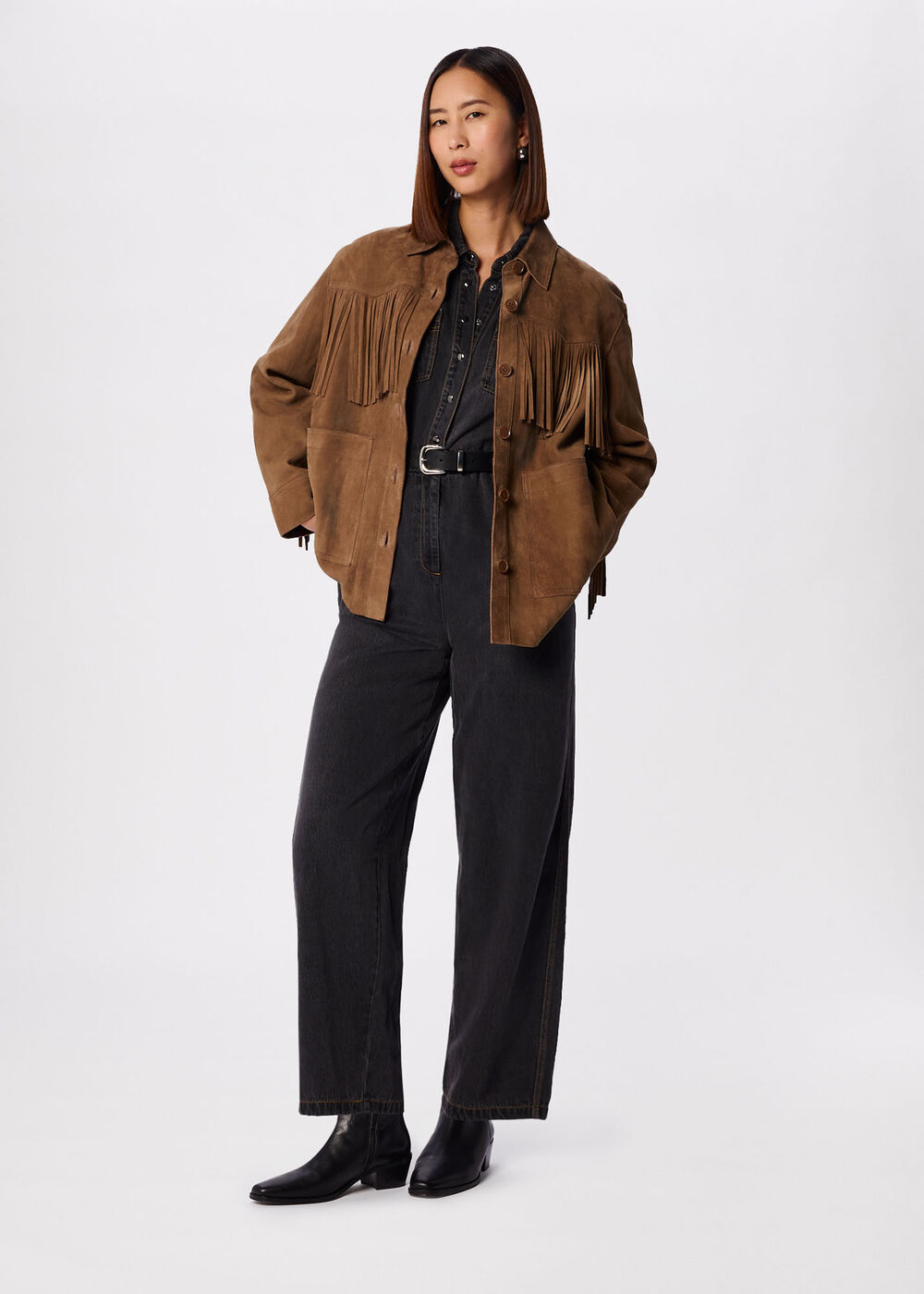 Cotton Blend Denim Jumpsuit