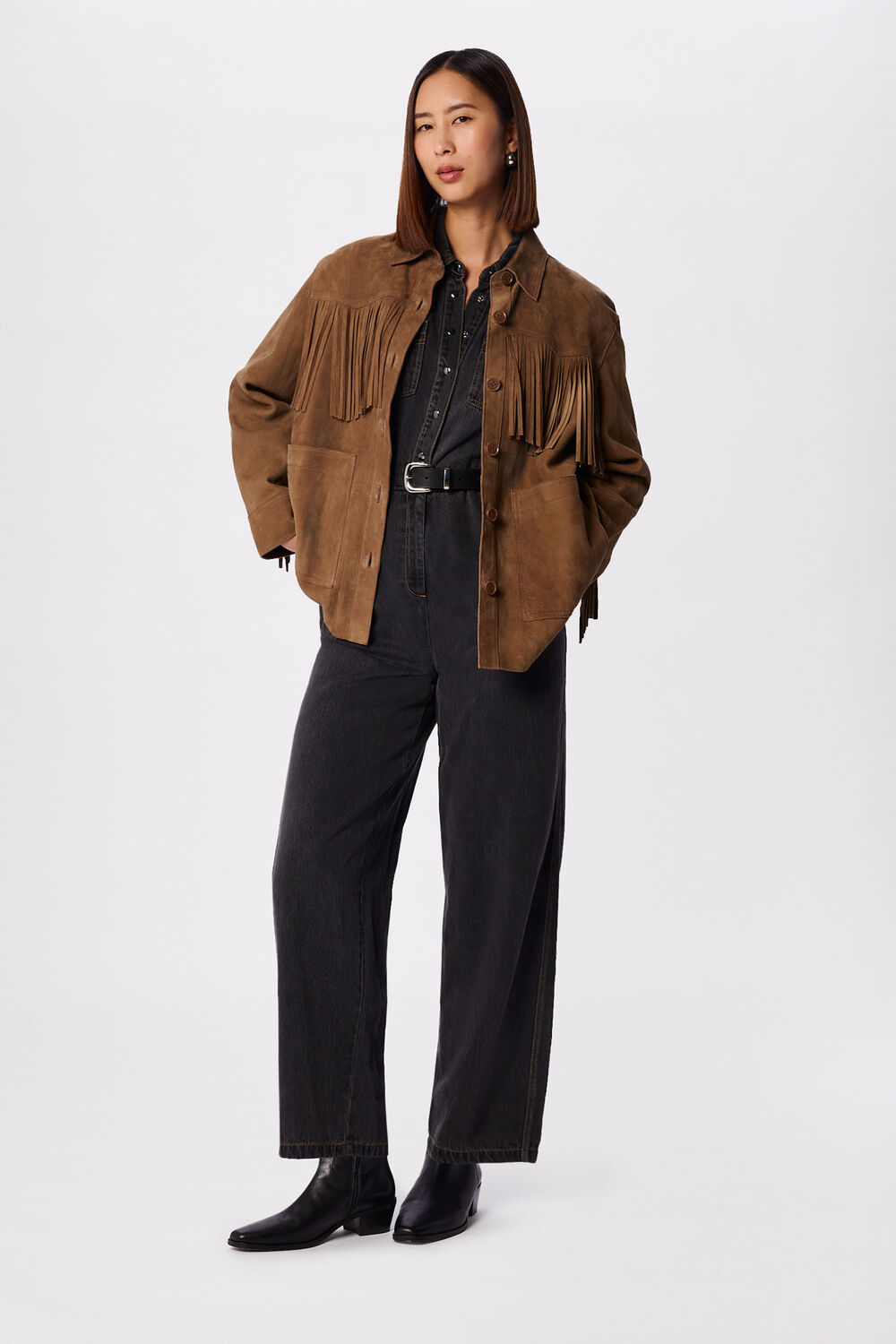 Cotton Blend Denim Jumpsuit