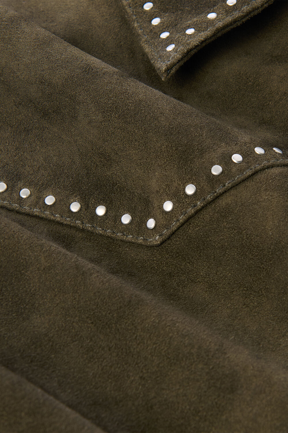 Olive Suede Leather Studded Jacket