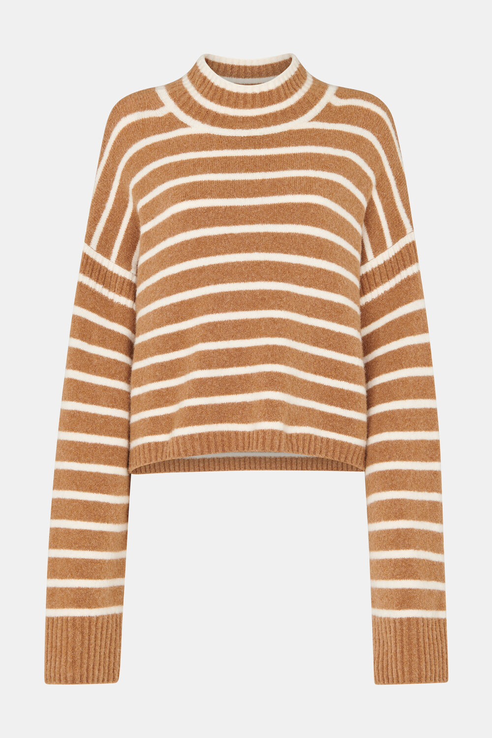 Stripe Rib Detail Funnel Knit