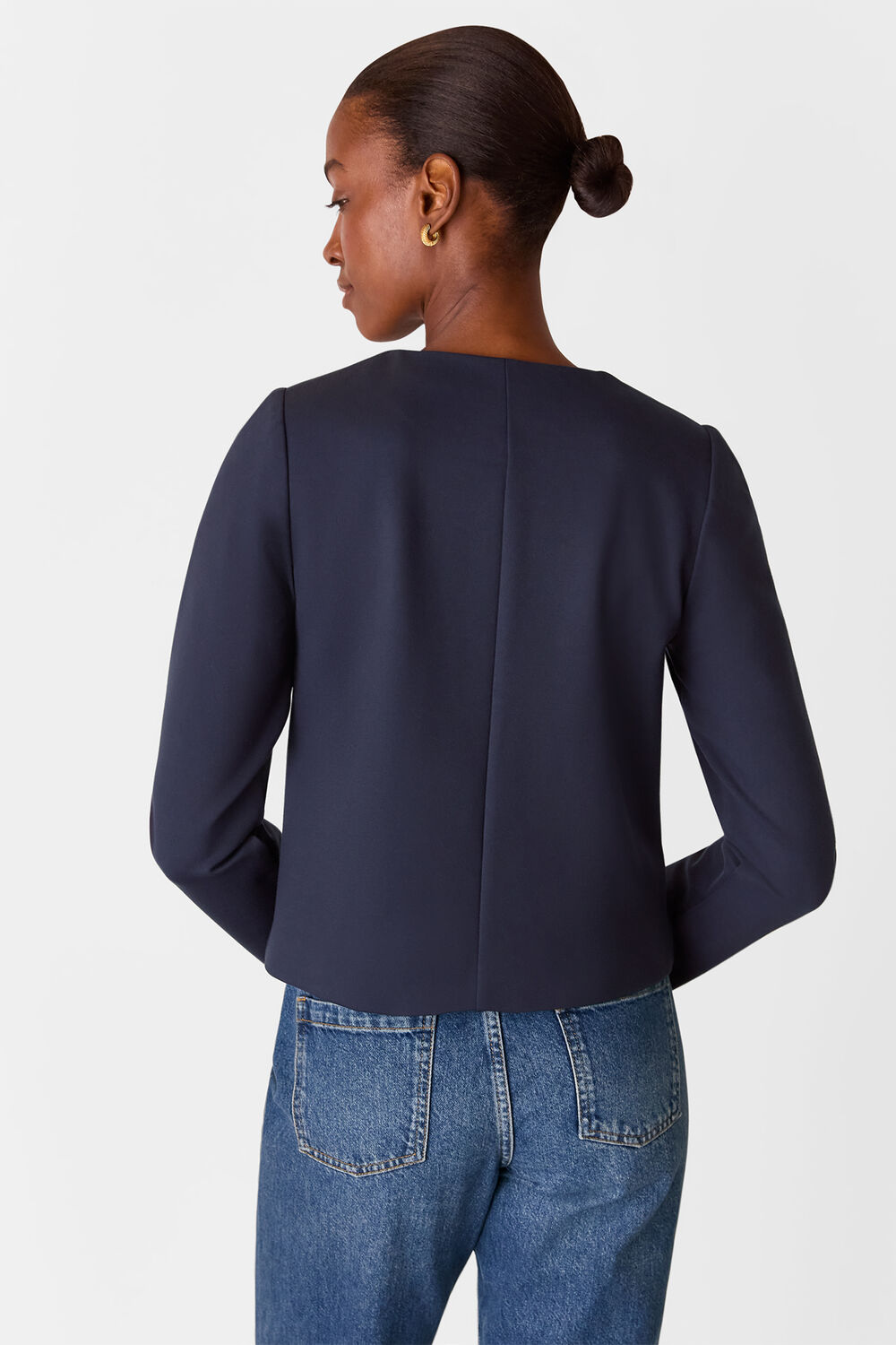 Navy Anne Ponte Button Jacket