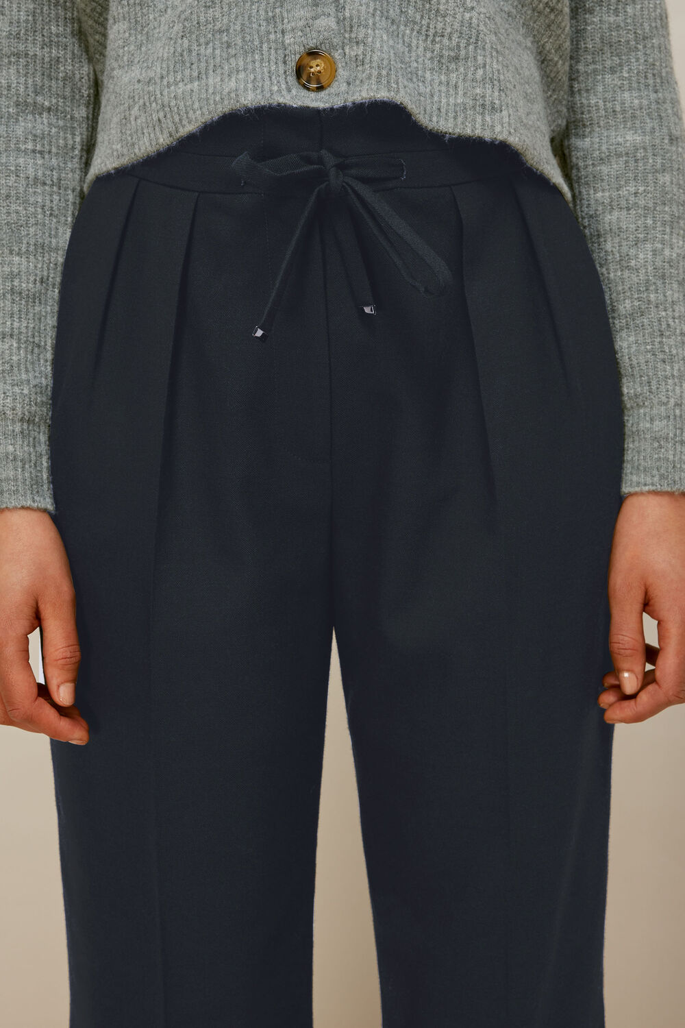 Drawstring Tapered Trouser Navy