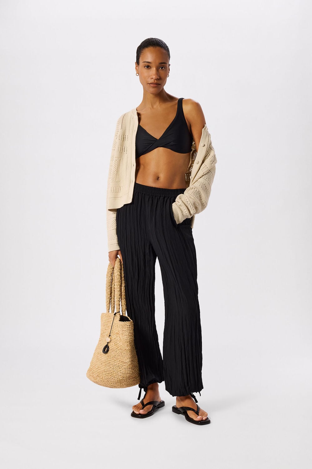 Black Twist Front Bikini Top