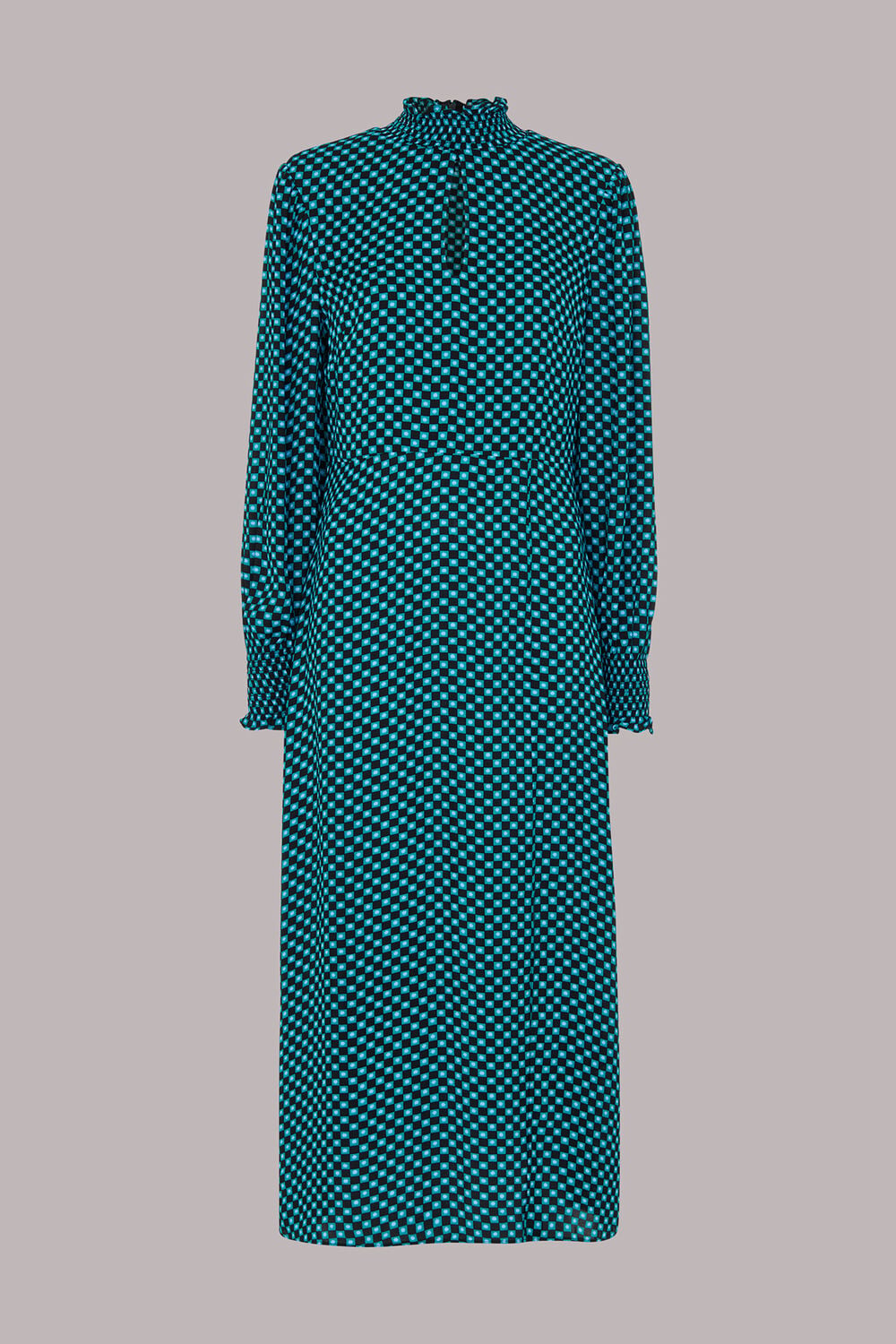 Star Check Print Midi Dress