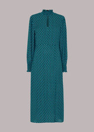 Star Check Print Midi Dress