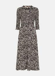 Petite Speeding Squares Shirred Dress