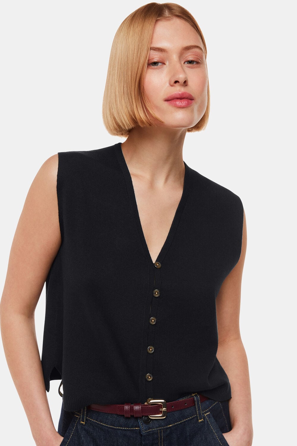 Black Bailey Button Through Tank
