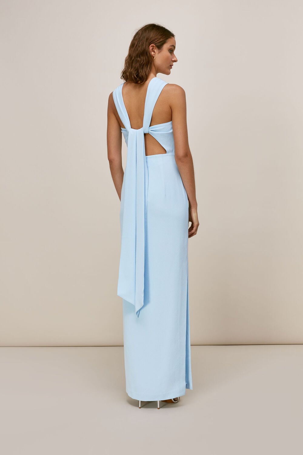 Pale Blue Tied Back Maxi Dress