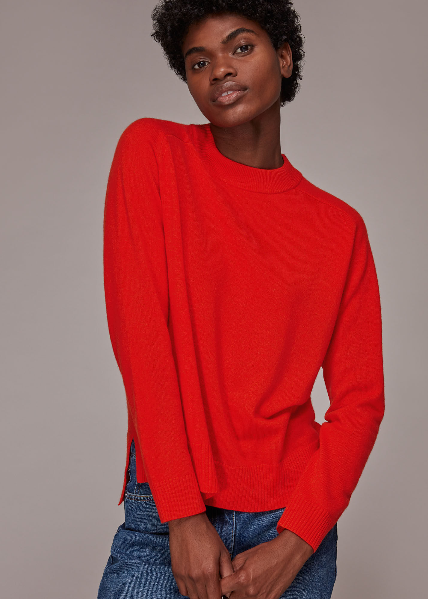 Red Cashmere Crew Neck Jumper WHISTLES