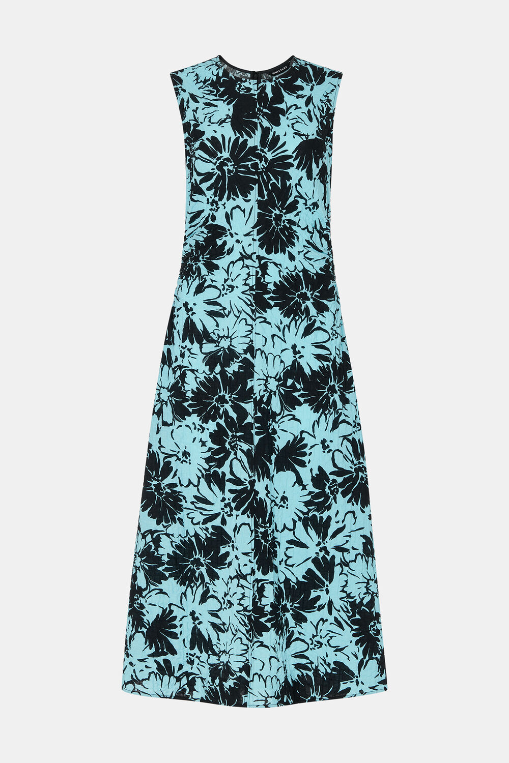 Blue Pansy Print Textured Dress