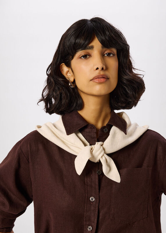 Oatmeal Triangular Knitted Scarf