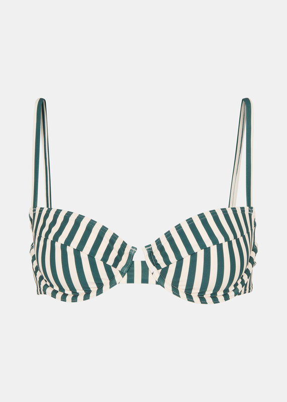 Green Stripe Bikini Top