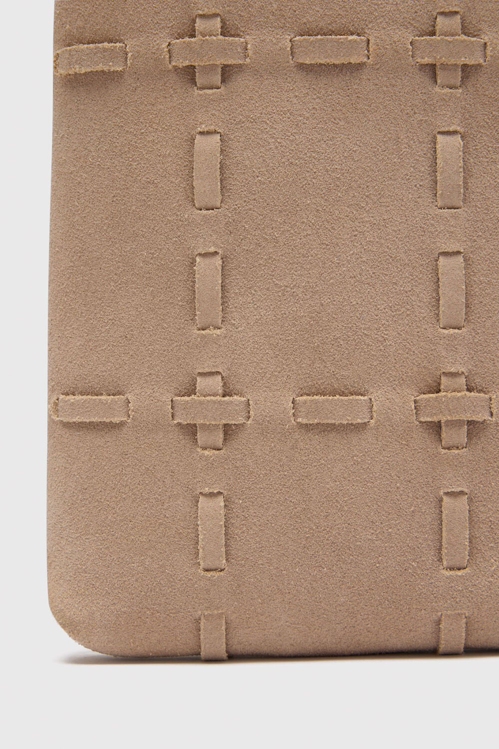 Neutral Suede Whipstitch Phone Bag