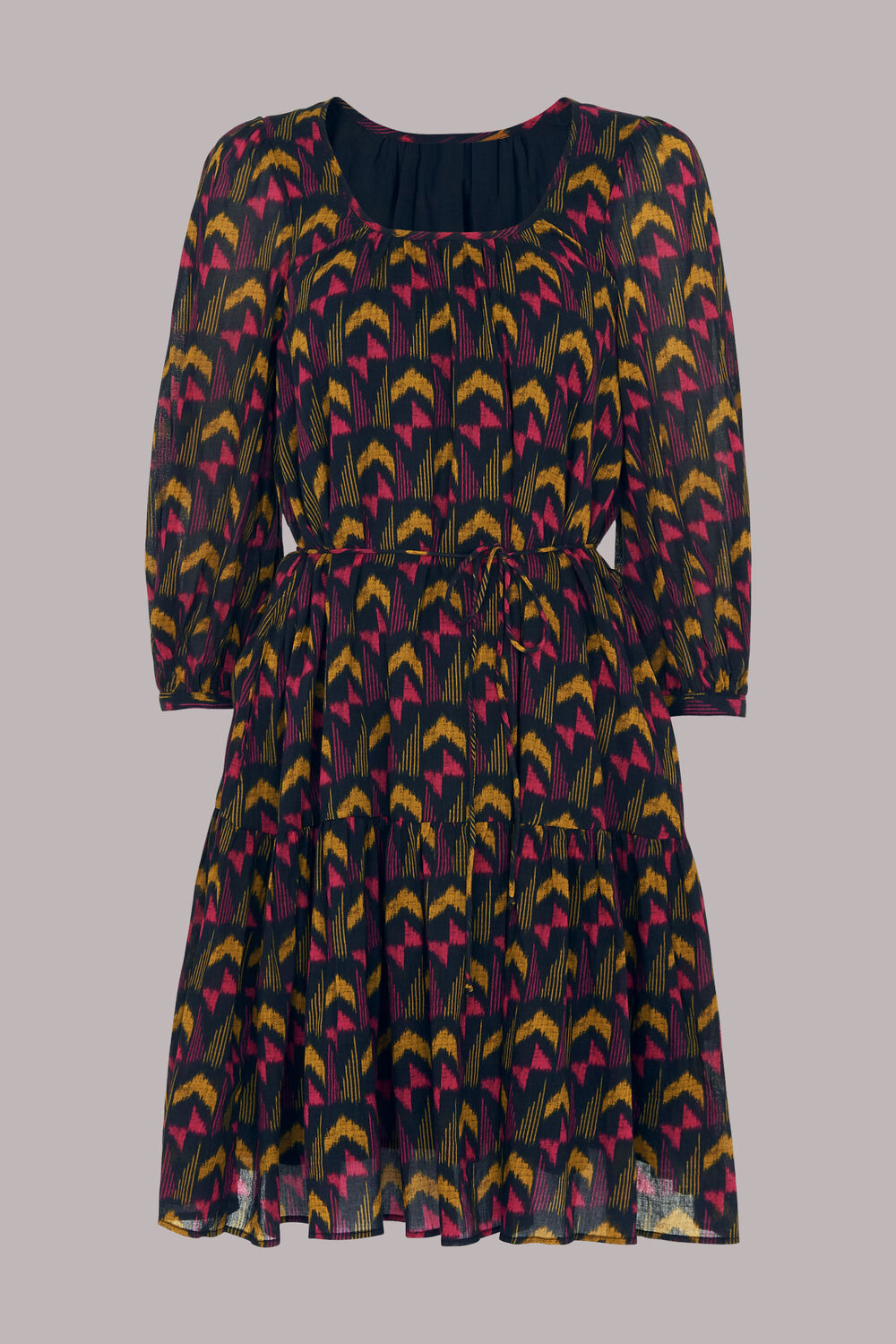 Geometric Ikat Trapeze Dress Black/Multi