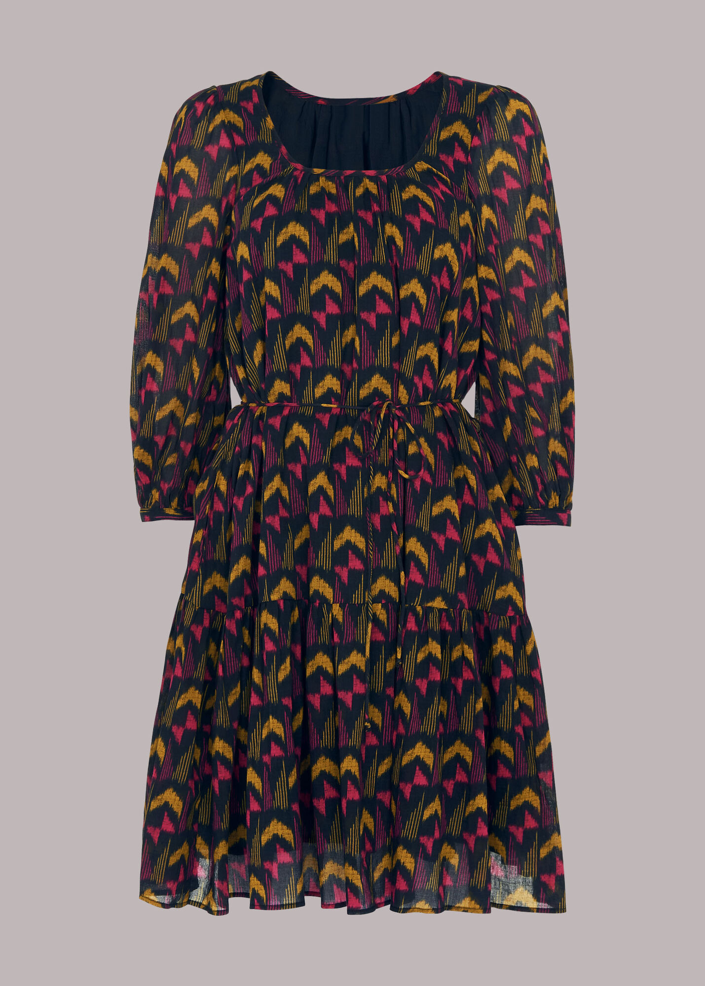 Black/Multi Geometric Ikat Trapeze Dress WHISTLES