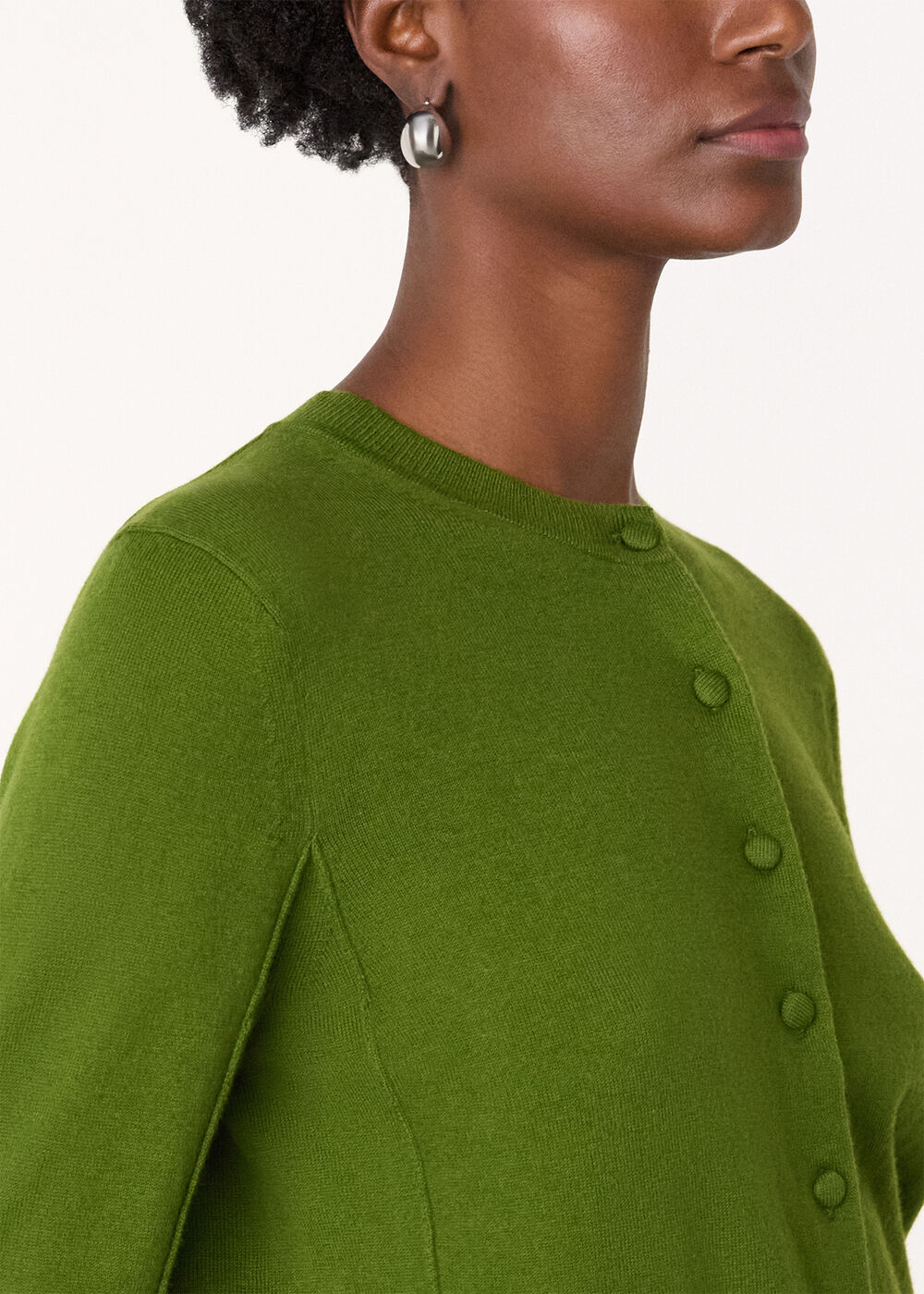 Fine Gauge Crew Neck Cardigan