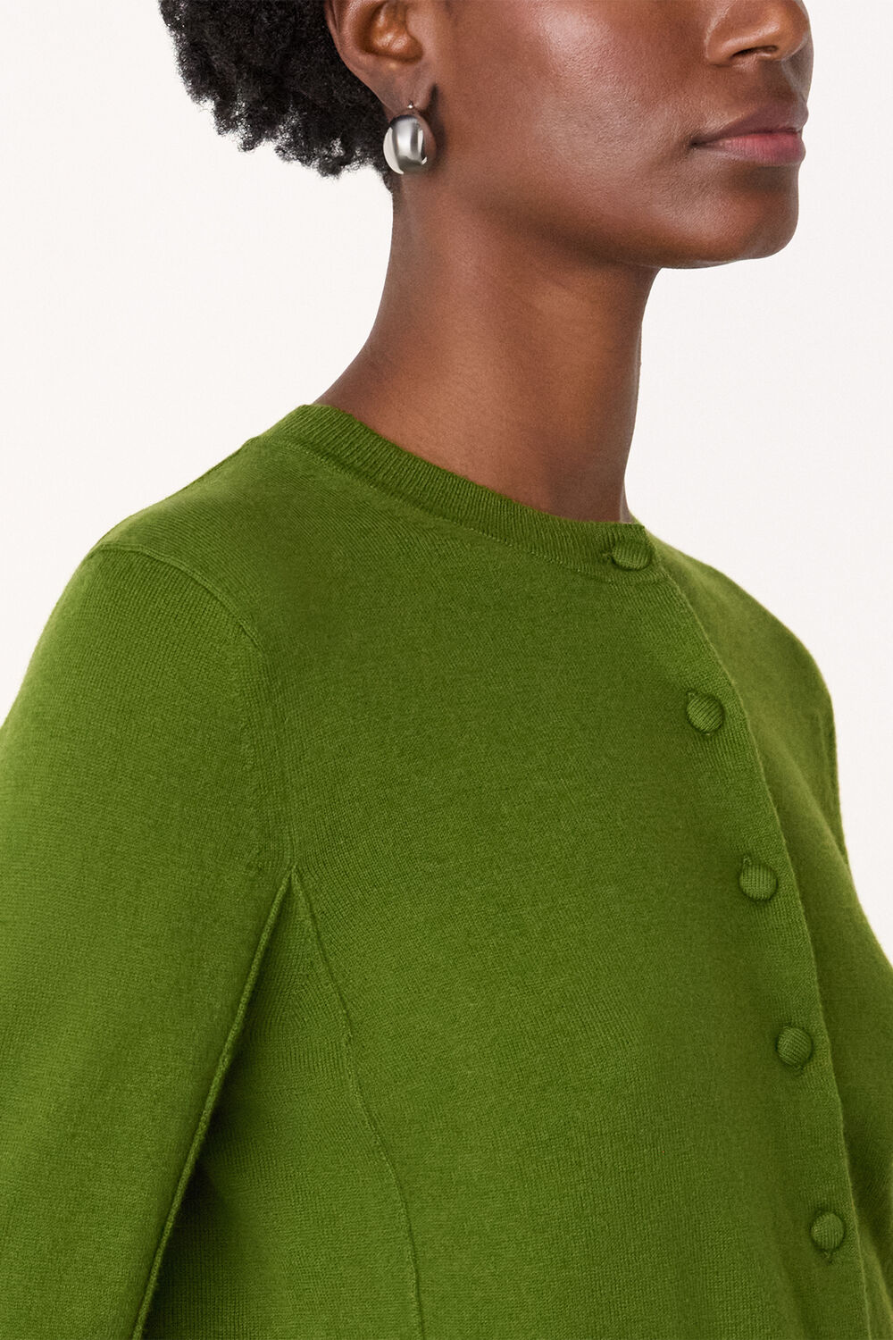 Fine Gauge Crew Neck Cardigan