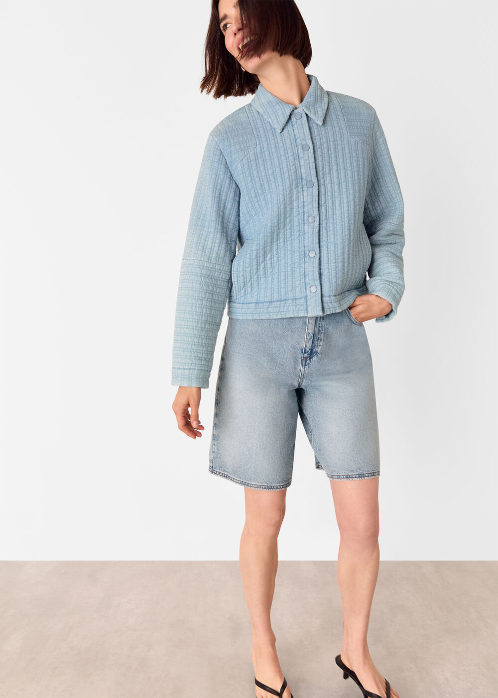 Cotton Quilted Chambray Jacket