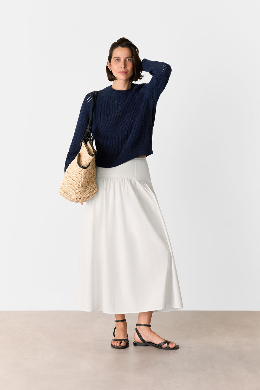 Pointelle Crew Neck Knit