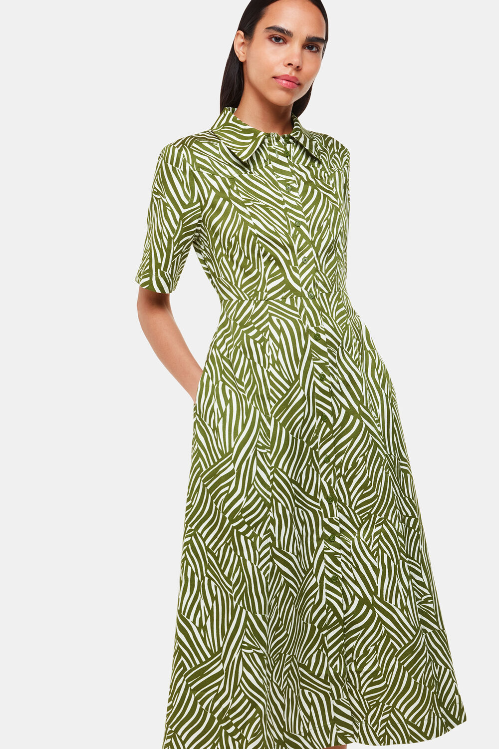 Linear Leaf Midi Dress