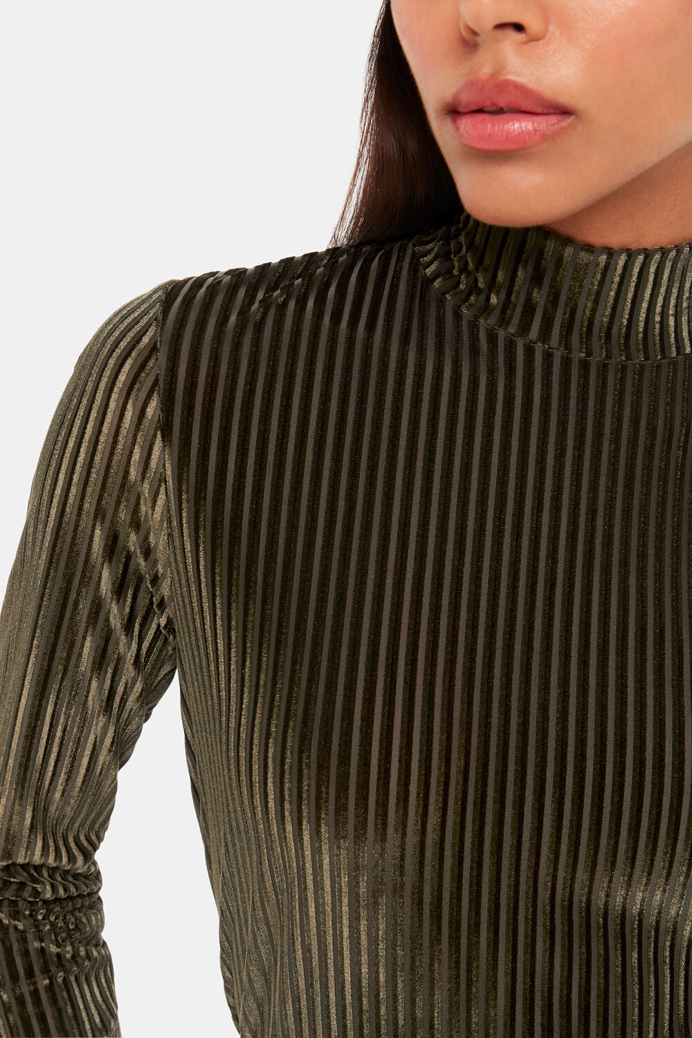 Velvet Stripe High Neck Top