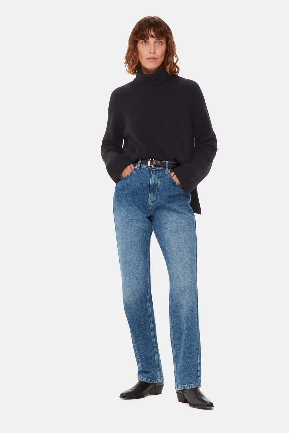Textured Rib Detail Roll Neck