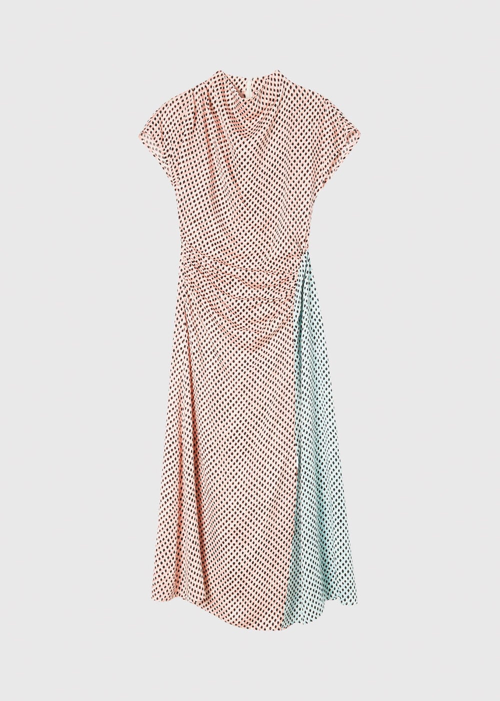 Pink Graphic Check Cowl Neck Dress